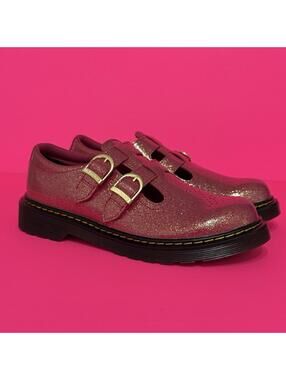 Dr. Doc Martens Mary Janes Pink Glitter Shoes Boots 8065 Y Women's Size 6